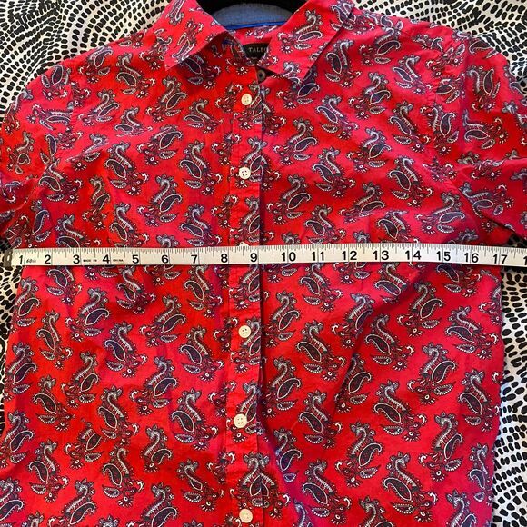 Talbots size 6 Paisley Patterned Americana Red Business Casual Button Down Shirt - Picture 7 of 11
